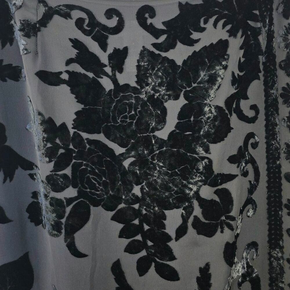 Liz Claiborne Black Velvet Burnout Floral Midi Skirt - Picture 5 of 12